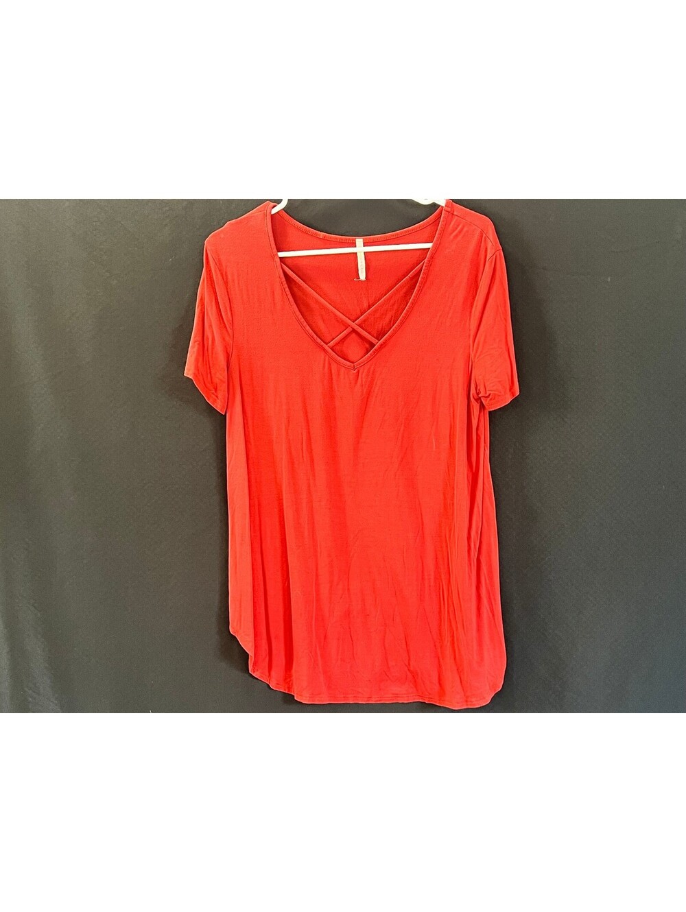 Lime N Chili Women Large Orange Criss Cross V Neck Flowy Tunic Top